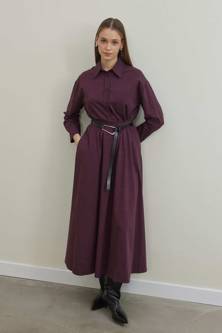 Poplin Volume Etek - Burgundy