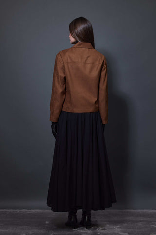 Süet Kısa Ceket - Camel