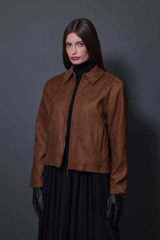 Süet Kısa Ceket - Camel