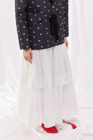 Bebe Yaka Çiçekli Kapitone Ceket - Siyah