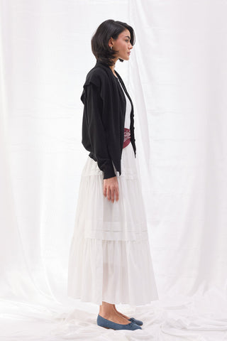 Nervürlü Vual Etek - Beyaz