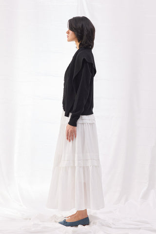 Nervürlü Vual Etek - Beyaz