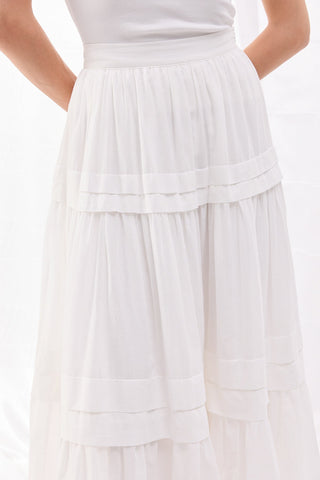 Nervürlü Vual Etek - Beyaz