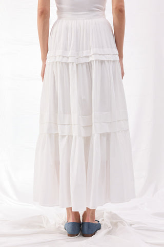 Nervürlü Vual Etek - Beyaz