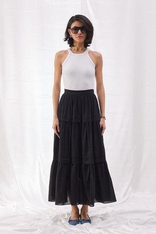 Nervürlü Vual Etek - Siyah