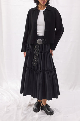 Katlı Poplin Etek - Siyah