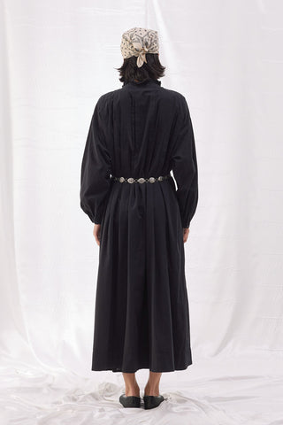 Nervürlü Vual Elbise - Siyah