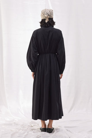 Nervürlü Vual Elbise - Siyah