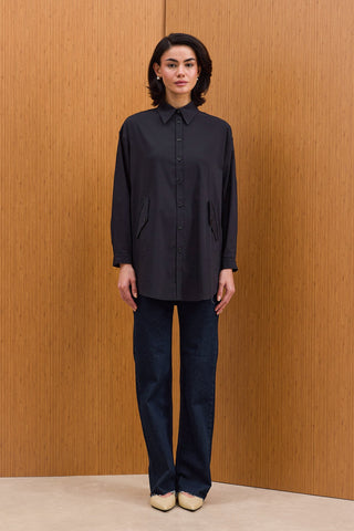 Cepli Kuşaklı Gömlek - Siyah