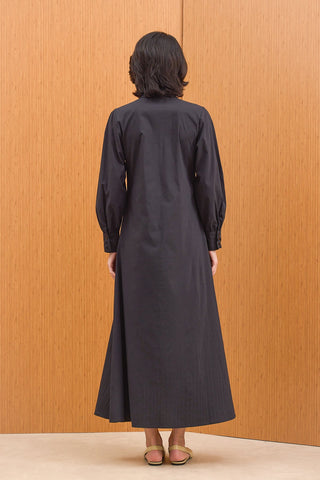 Çift Kuşaklı Gömlek Elbise - Siyah