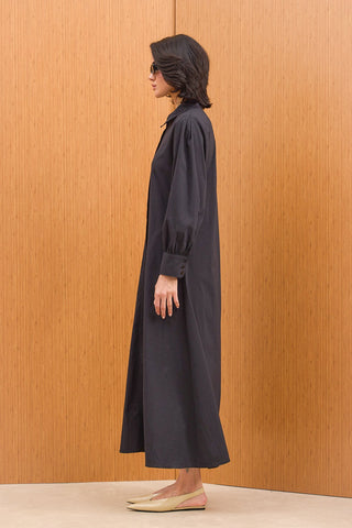 Çift Kuşaklı Gömlek Elbise - Siyah