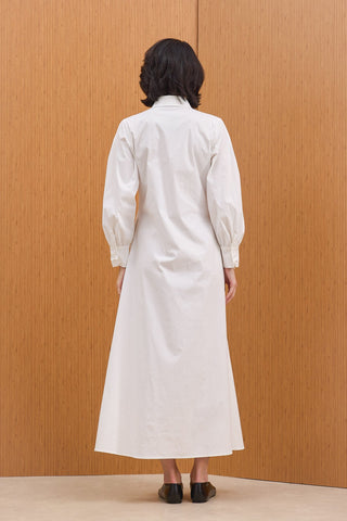 Çift Kuşaklı Gömlek Elbise - Beyaz