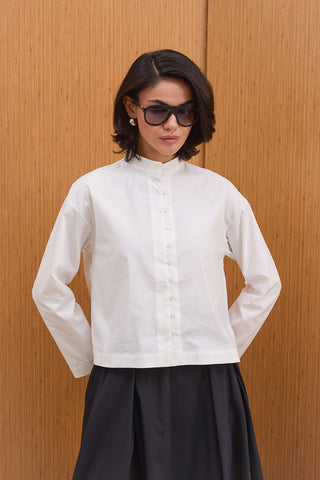 Birit Düğmeli Gömlek - Beyaz