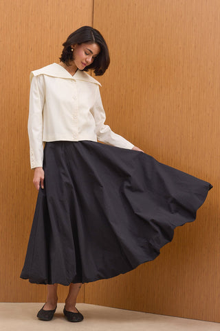 Pamuklu Balon Etek - Siyah