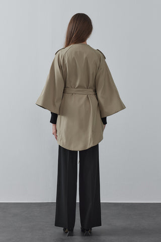 Pelerin Trençkot - Yağ Yeşili