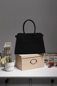 Toka Detaylı Süet Çanta - Siyah