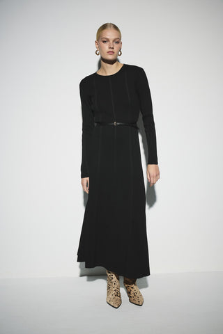 Triko Kloş Elbise - Siyah