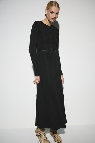 Triko Kloş Elbise - Siyah