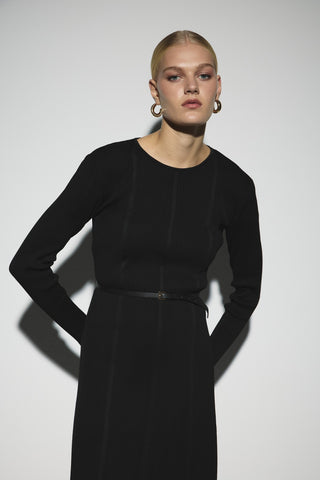 Triko Kloş Elbise - Siyah