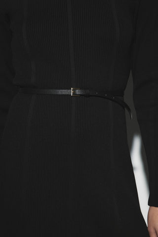 Triko Kloş Elbise - Siyah