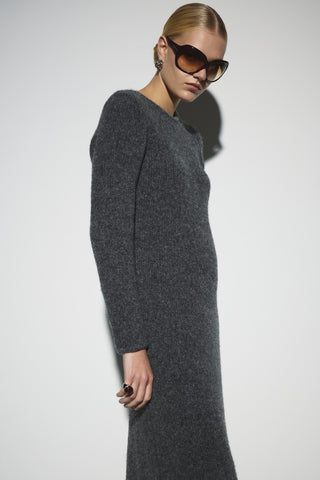 Yumuşak Triko Elbise - Antrasit